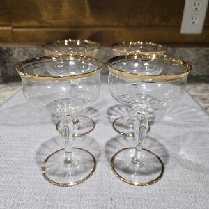 Elegant Gold-Rimmed Glass Goblets